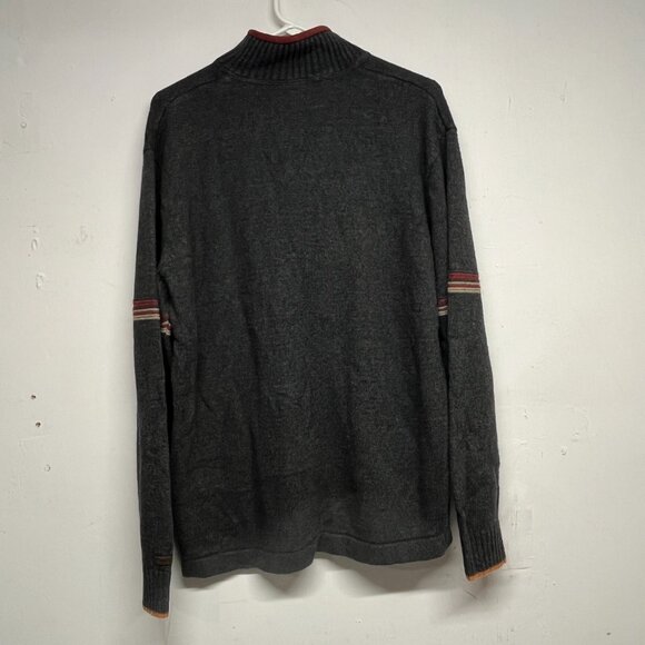 Columbia XCQ Men's Large Gray Orange Red Striped Mock 1/4 Zip Sweater Pullover - Picture 7 of 8